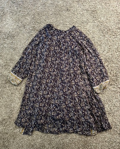 Free People Free Swinging Mini Dress Black Gold Floral Size M Medium Boho - Picture 2 of 4