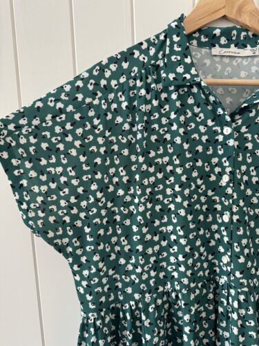 Little Party Dress Shirt Dress Size 16 Green White Floral Short Sleeve Pockets - Picture 4 of 9