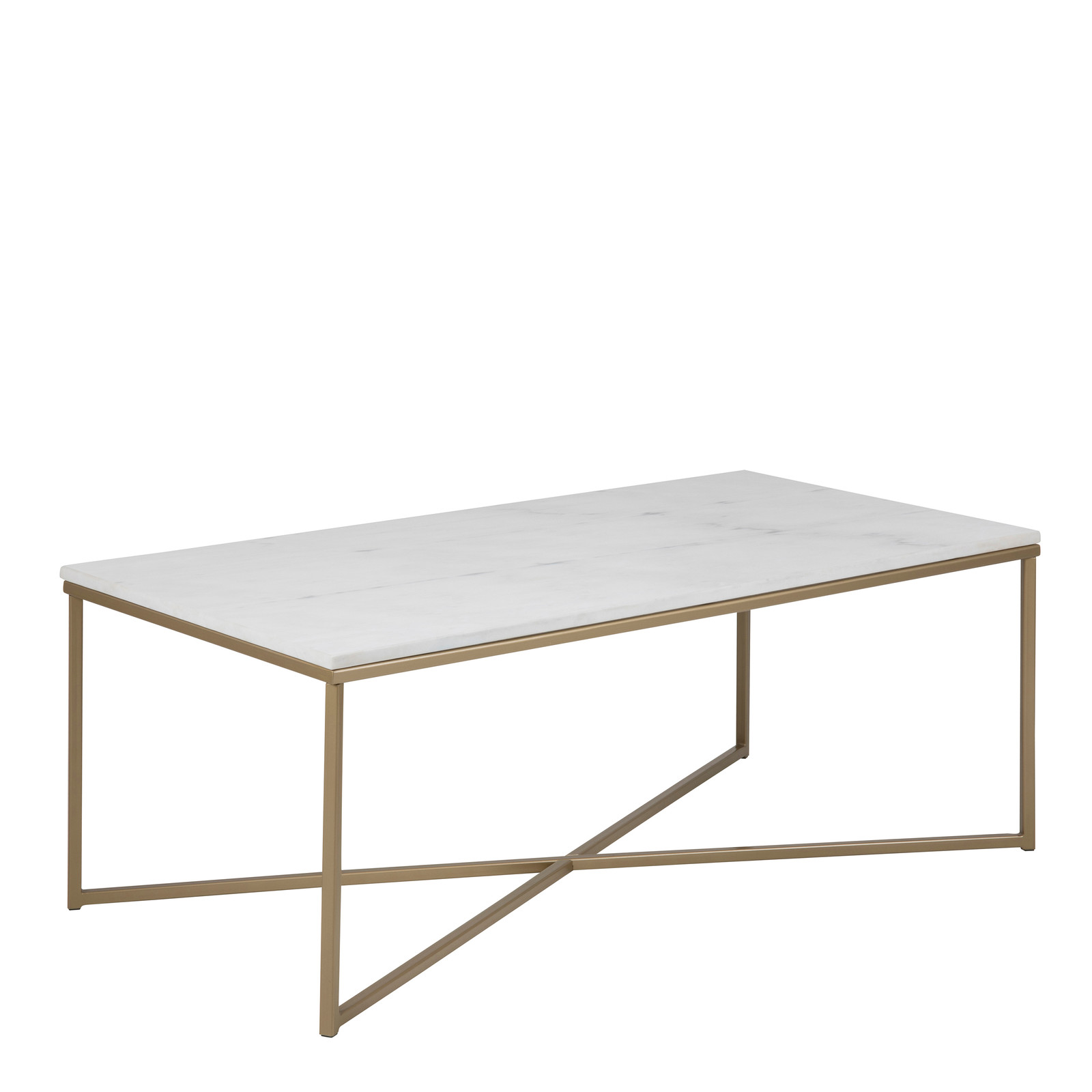 Modern Coffee Table with White Marble Top - Elegant Steel Base, 120cm