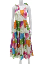 Mille Resort & Travel Women Maxi Sundress Floral Square Neck Cotton Size XS