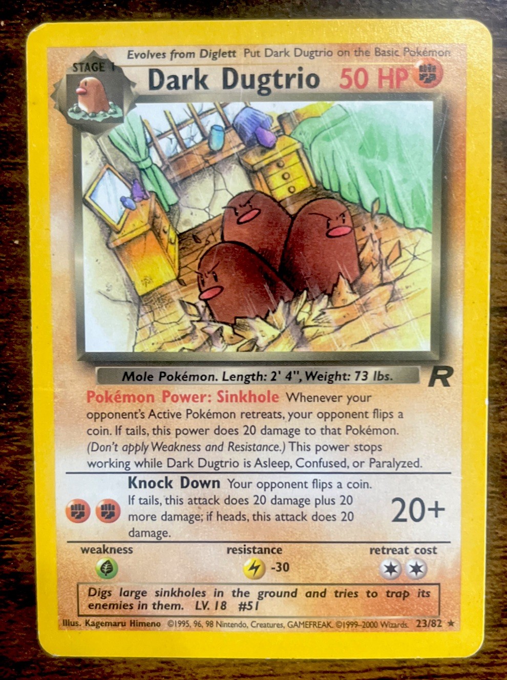 Dark Dugtrio - Team Rocket Regular Pokemon 50HP. 1999/2000 Rare Mint Card 23/82