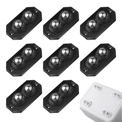 12 Pcs Self Adhesive Caster Wheels Stainless Steel 360° Swivel Low Black-8pcs