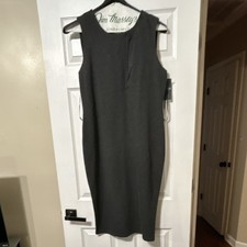 Lauren Ralph Lauren Dark Gray Heather Knit Sheath Dress Sleeveless Size L