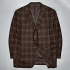 Raffaele Caruso Sartoria Parma 100% Cashmere Checked Brown Blazer Windowpane 58