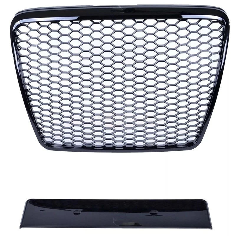 Front Honeycomb Bumper Grill Grille Black For Audi A6 C6 2004-2008 Pre-Facelift Foto 4 de 4