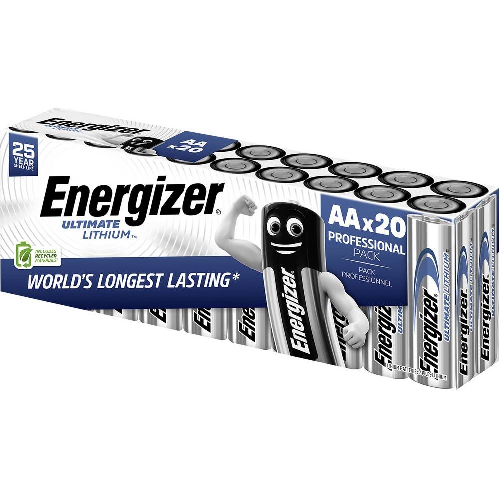 Pile AA Energizer Ultimate Lithium FR6 LR6 1.5V 3000 mAh longue durée lot de 20