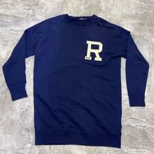 RL POLO “Varsity Letter” Sweatshirt Dress-Navy-Sz  Large Oversized-Cotton Blend