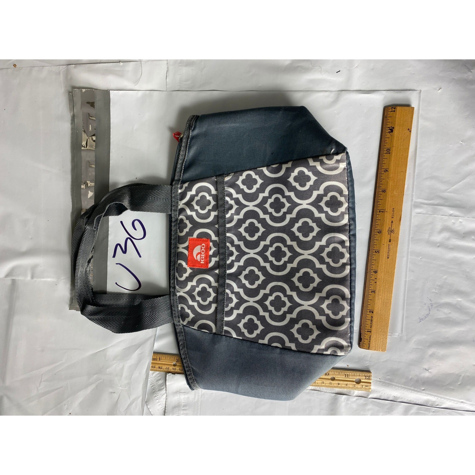 Gray White Geometric Pattern Tote Bag - image 2