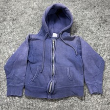Vintage 1960s 70s Hoodie Sweatshirt Faded Blue True Vintage Youth Kids Size S/M
