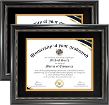 Diploma Frame 8.5 X 11 with Black over Gold Mat or Display 11X14 Diploma Frame 1