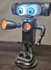 Repurposed Robot Table Lamp & Galaxy Night Light Steampunk Industrial Handmade