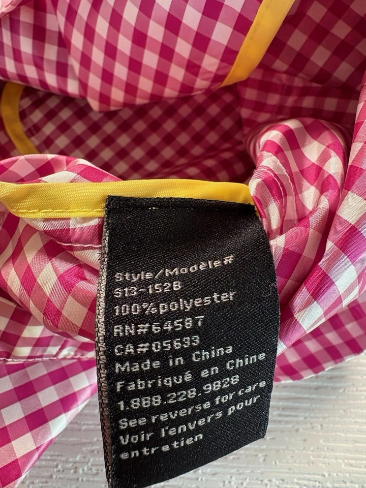 Ubu Jacket Womens M Pink Checkered Button Up Lightweight Rain Coat Lined (A26) - Image 4 of 4