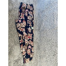 Disney Pajama Pants Tapered High Rise Mickey Gingerbread Fleece Blue Womens XL