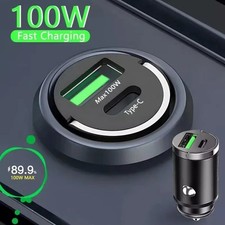 100W Super Fast Phone Car Charger Adapter USB Type C For iPhone Samsung Android