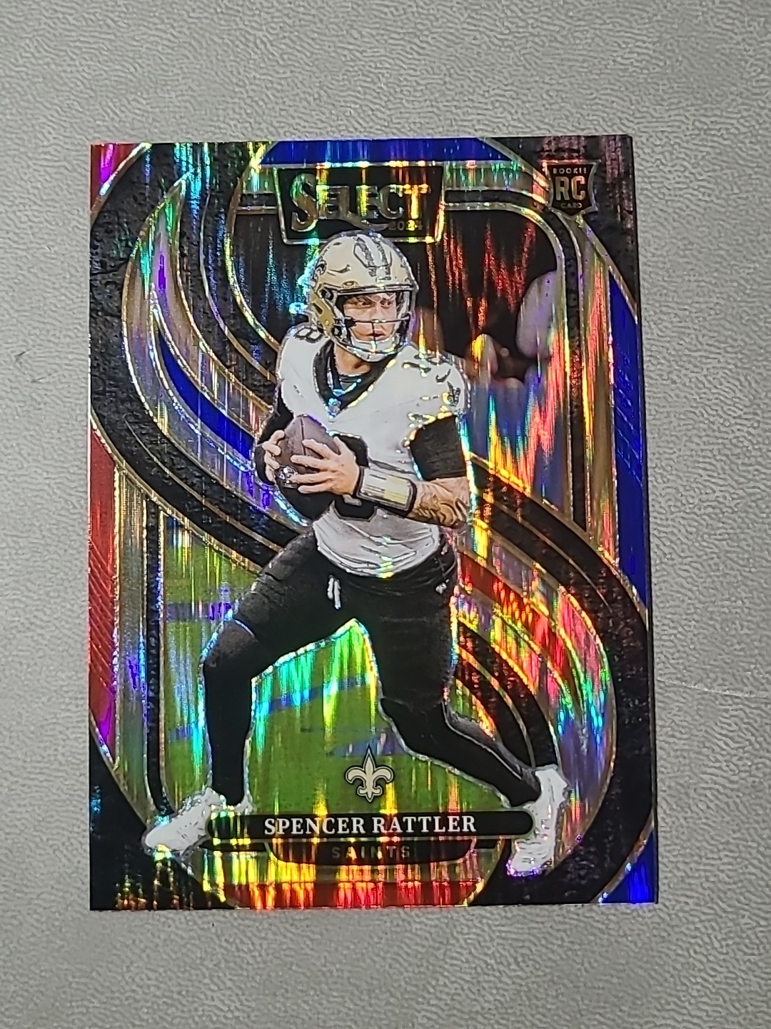 2024 Panini Select Spencer Rattler RC Red & Blue Shock #130 New Orleans Saints