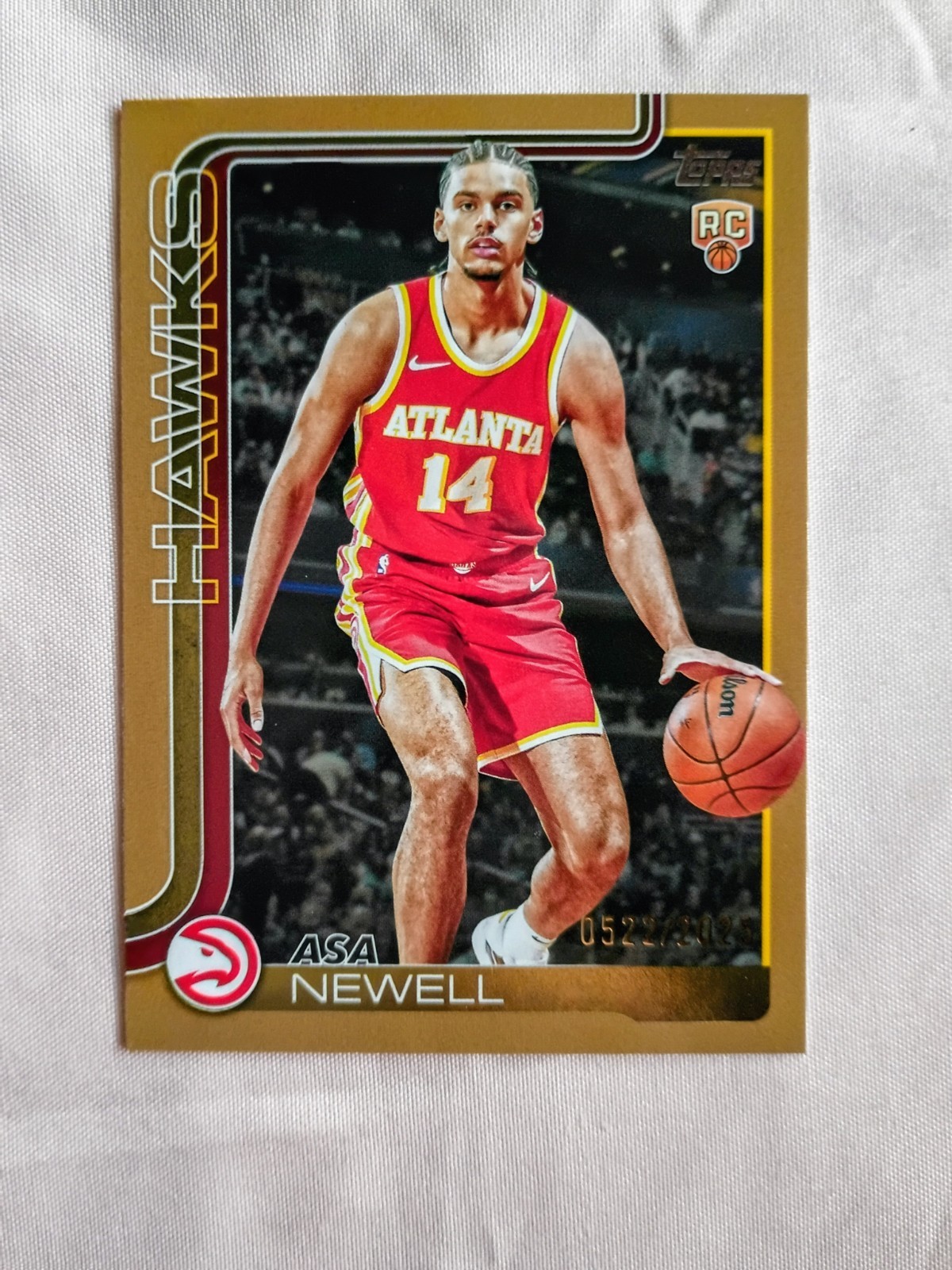 2025-26 Topps - Asa Newell #223 Gold  0522/2025 Atlanta Hawks Rookie (RC)