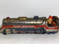 Vintage 1960s Tin Toy Train Silver Mountain Express 16  Length Non Working