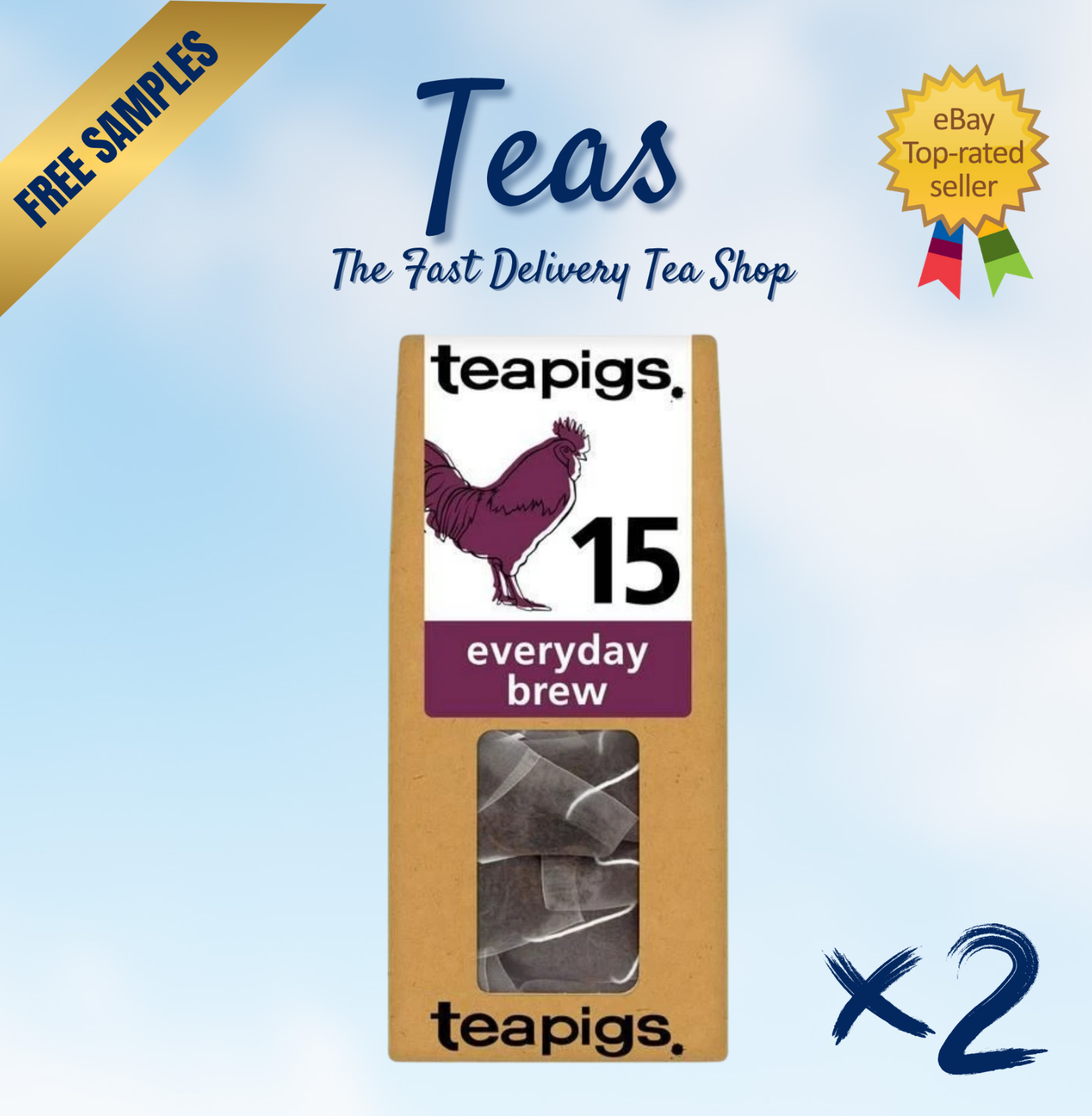 Teapigs EVERYDAY BREW TEA | 30 Bag | Black English Breakfast Tea | FREE SAMPLES!
