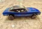 Redline Hot Wheels Custom Camaro Blue Black Roof 1967 Opening Hood US