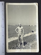 Vintage Soviet Shirtless Men on Beach – Gay Interest, Full Body Photo
