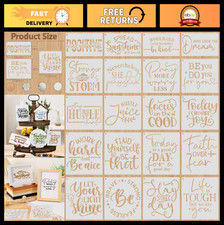 20 PCS Reusable Word Stencils - 4" Inspirational Quotes for Painting on Wood, Ca