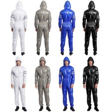 Herren Arbeitsoverall Glänzend Wasserdicht Jumpsuit Mechanischer Schutzanzug