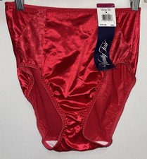 Vintage Vanity Fair Red Second Skin Satin Panties Shiny Glossy Hi-Cut 48-044 Lg