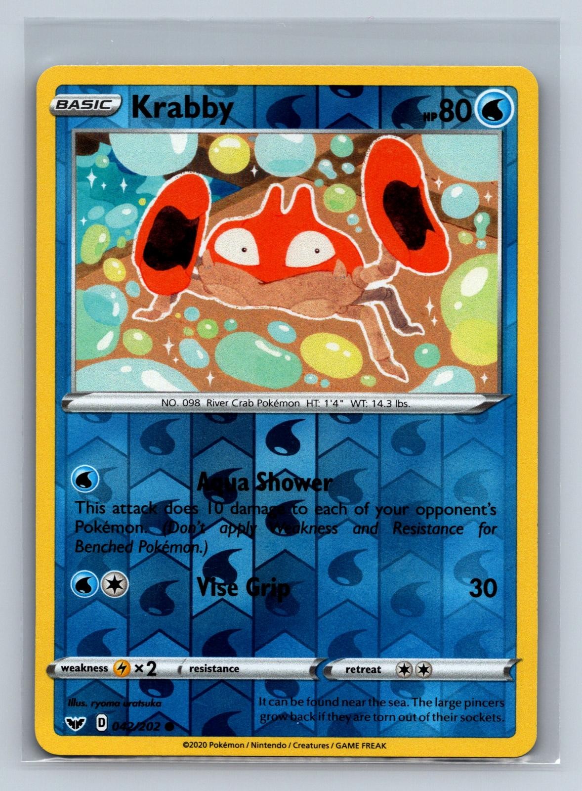 Krabby 042/202 Common Sword & Shield Pokemon Reverse Holo NM/M 708-3
