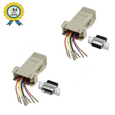 DB9 9-Pin Serial RS23 Female/Male to RJ45 Network Ethernet Modular Adapter Ivory