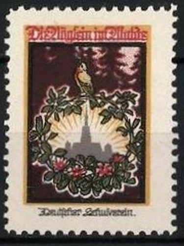 Marca De Propaganda Deutscher Schulverein, Pájaro Sobre Corona De Hojas De Roble