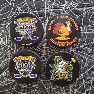 Vintage CHL Lubbock Cotton Kings Team Logo League Official Hockey Puck