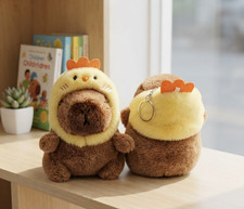 Capybara Plush Stuffed Animal Toy Yellow Chick Hood Cute Keychain Gift NEW