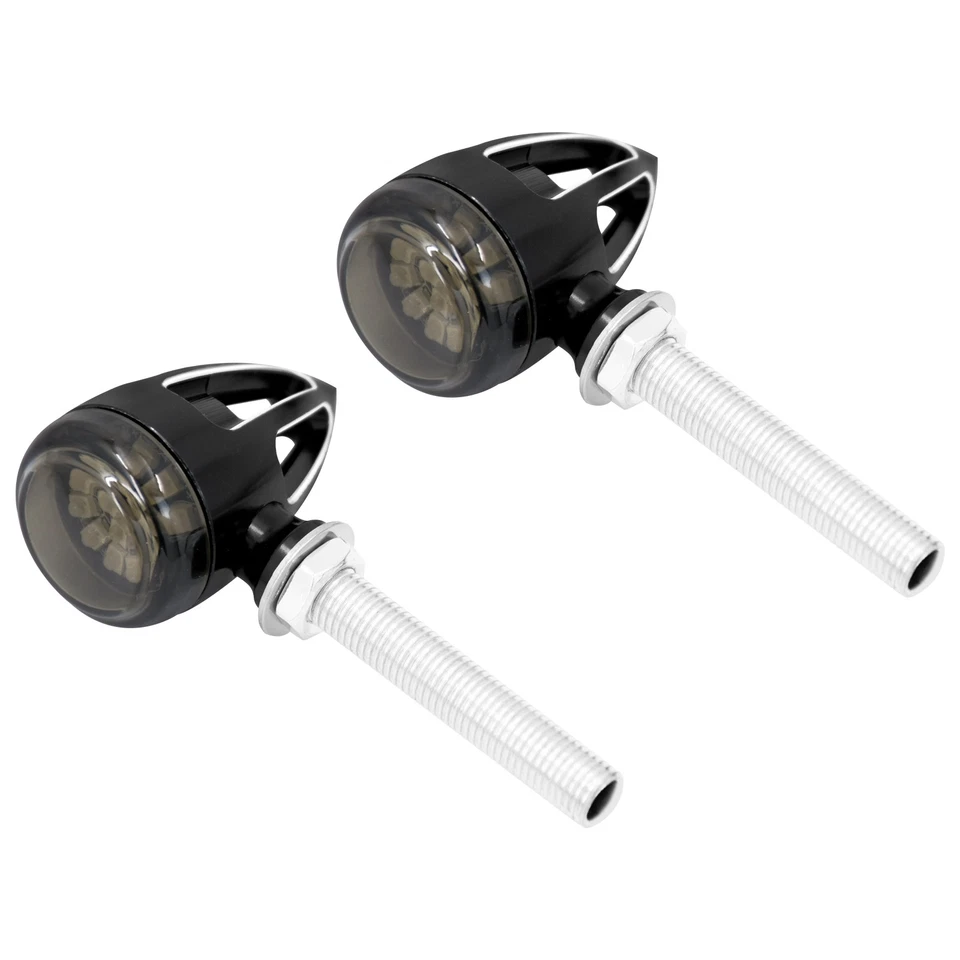 Mini intermitente ámbar bala negro para motocicleta 8 mm indicador de luz de señal de giro Foto 2 de 4