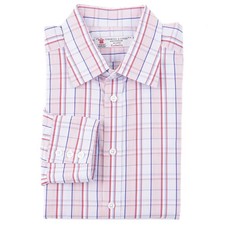 Turnbull Asser Exclusive Pink-Blue-Red Check Cotton Dress Shirt 16.5 x 36