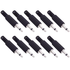 10-Pack 3.5mm 1/8" Repair Jack TS Mono Male Plug Adapter 3.5mm Solder Type DI...