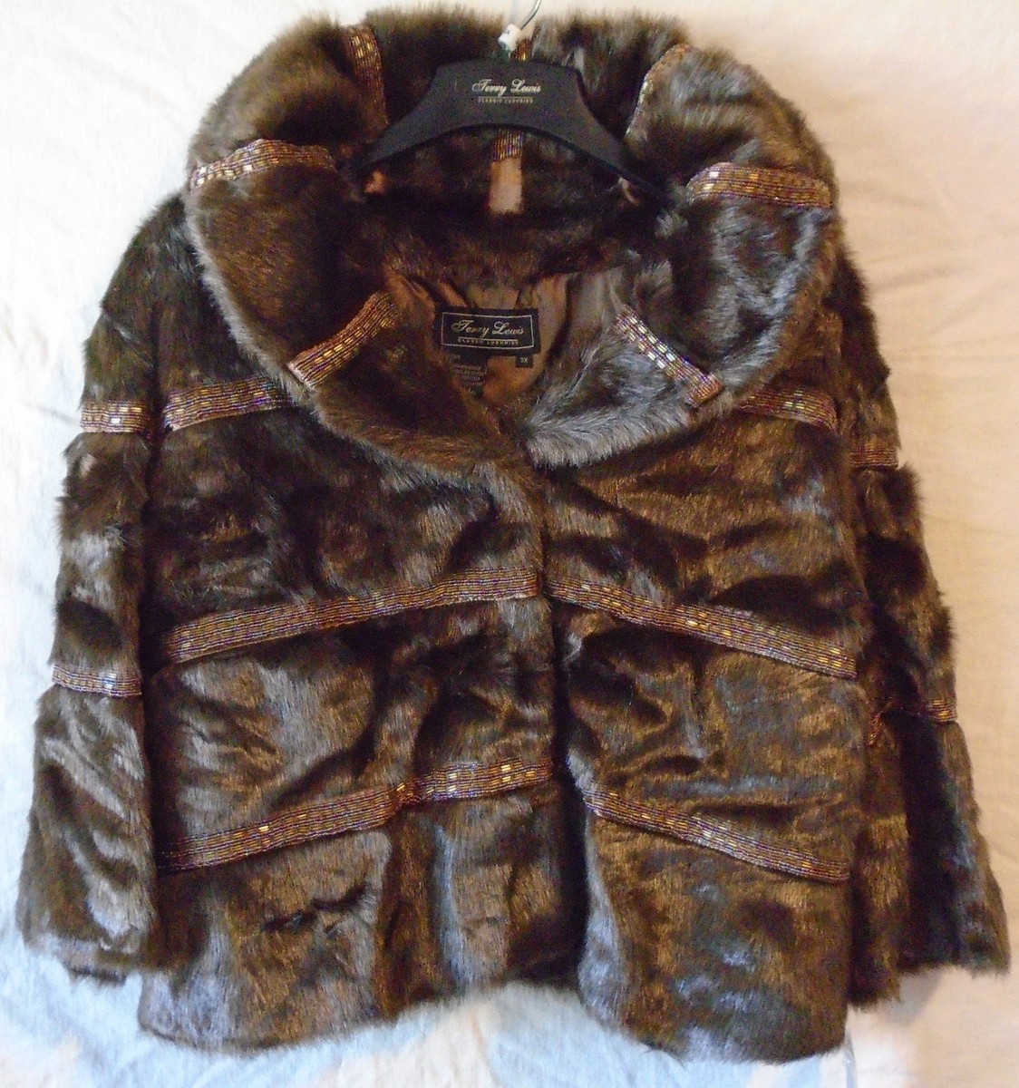 Terry Lewis Classic Luxuries Faux Fur Coat Brown size 3X beautiful