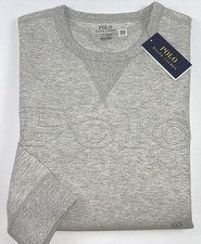 NEW RALPH LAUREN Size L Men's Sweatshirt Crew POLO Grey Heather Jersey Knit 188