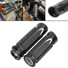 1" Black Handlebar Hand Grips For Harley Dyna Softail Springer Road King FLHR