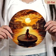 1pc Vintage Vietnamese Landscape Metal Wall Art - Traditional Asian Painting De