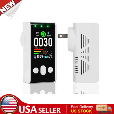 5-in-1 Gas Smoke Alarm CO Detector W/ Backup Batter Temp & Humidity For Home RV