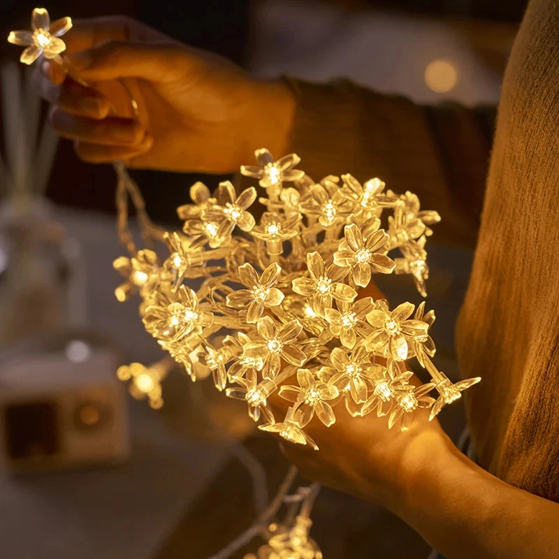 Fairy Lights Garland Led Crystal Cherry Blossom Indoor Decorative Battery Home - Image 2 of 4