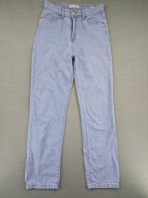 ZEN Damen Jeans Straight Fit High Rise Größe 36 Hellblau Stone Wash Baumwolle
