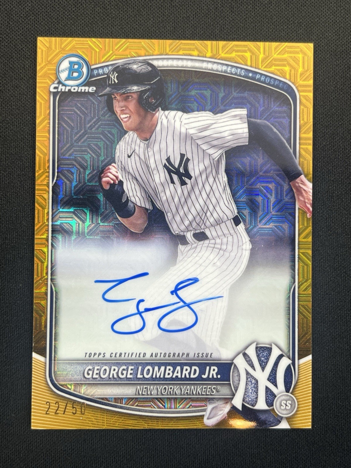 2025 Bowman Chrome George Lombard Jr Gold Mojo Auto /50 On Card Auto Prospect