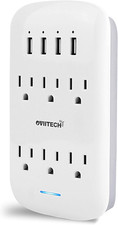 6 Outlet Extender with 4 USB Charging Ports 4.2A Total ,Wall Mount Outlet Plugs