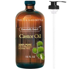 Cold-Pressed Organic Castor Oil in Glass Bottle - 16 Fl Oz - 100 Pure and Natur