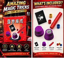 Kids Magic Trick Set Beginner Magic Toy Kit with Cups Rings Card Tube Ages 8