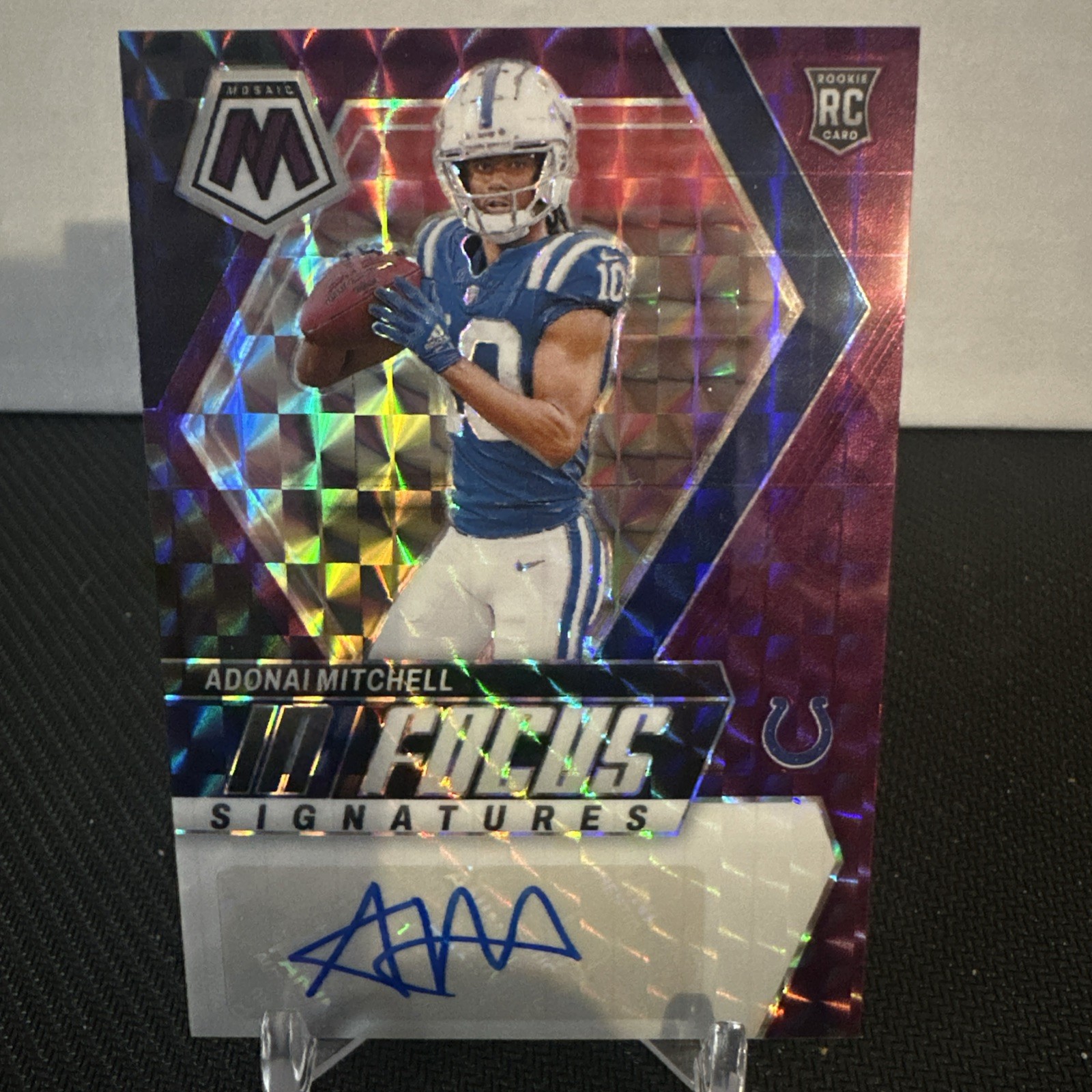 2024 Mosaic Football Adonai Mitchell Purple Mosaic In Focus Signatures /49
