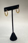 14K Yellow Gold Tapered Hoop Earrings 1" Drop 2.06g 585 Hallmarked — photo 4
