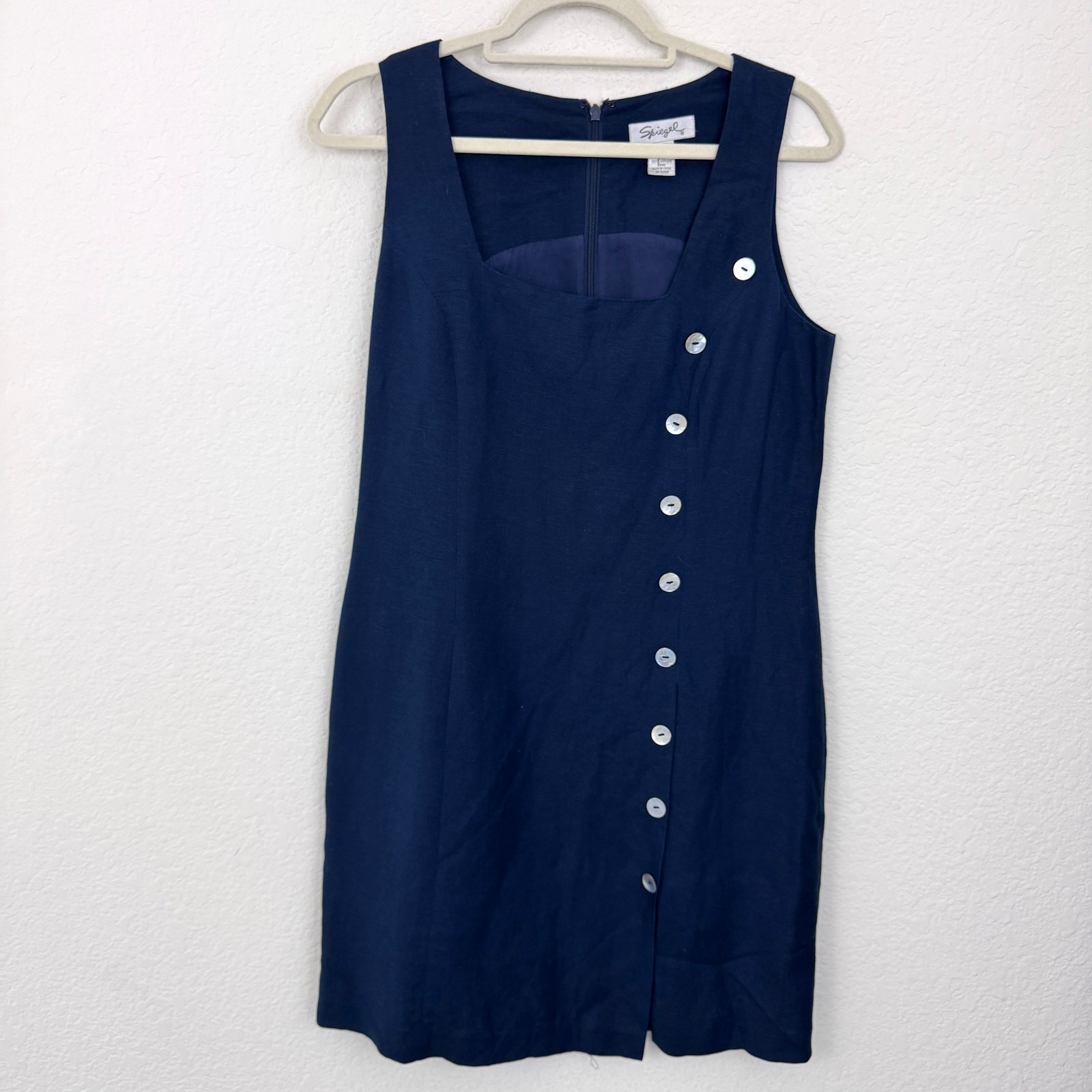 Spiegel Womens Sleeveless Dress Size 8 Linen Blend Classic Minimal Summer Blue