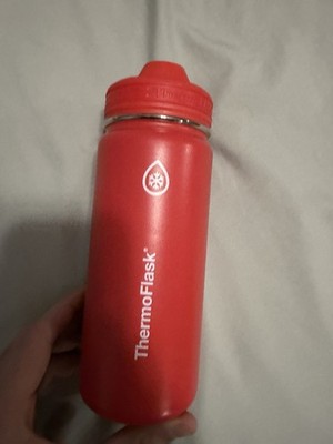 ThermoFlask Red Insulated Stainless Steel Bottle with Twist Lid and Handle